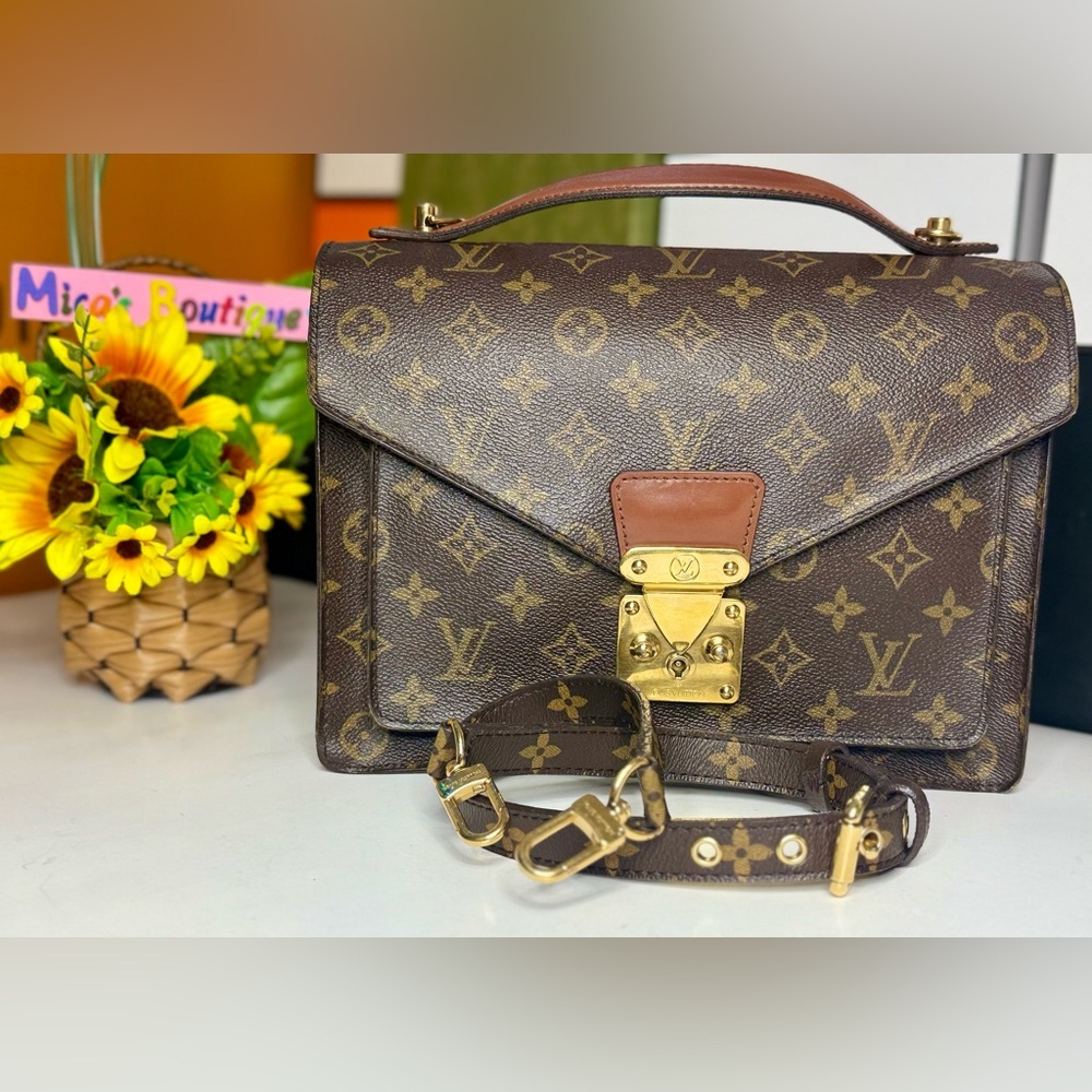 Auth LOUIS VUITTON Monogram Monceau  2Way Hand Bag/Crossbag